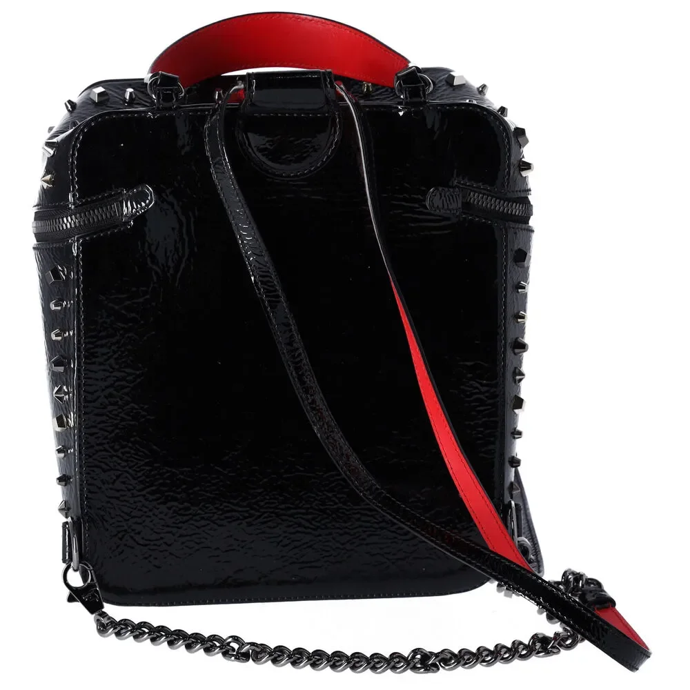 Christian Louboutin Textured Patent Calfskin Rubylou Backpack Black